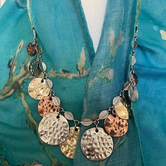 Gold Tone Circle Disc Necklace - Picture 1 of 4